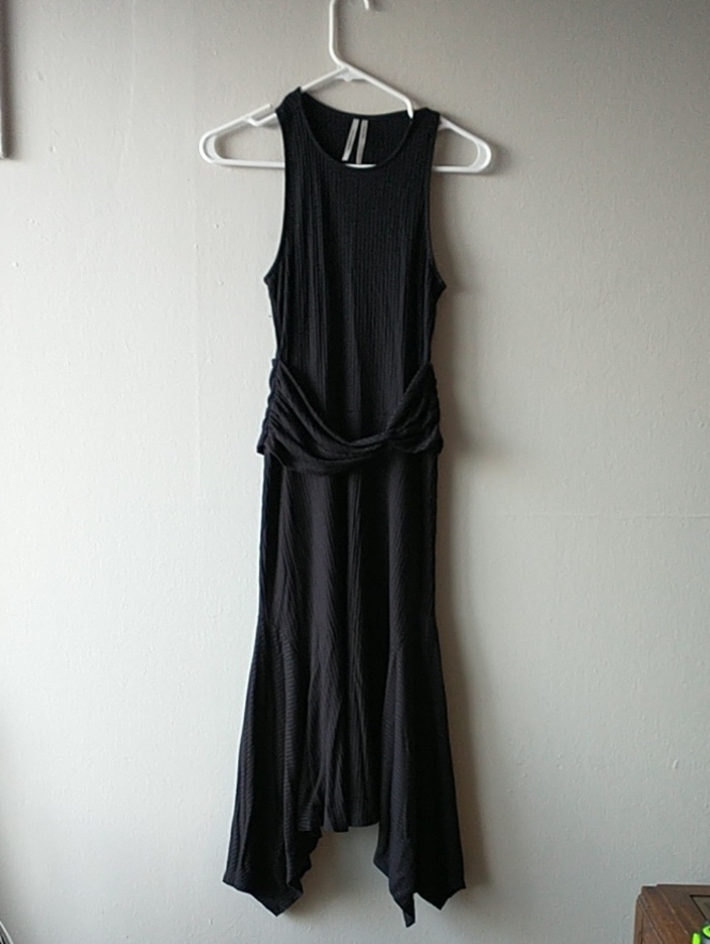 Anthropologie Black Asymmetrical Sleeveless Maxi Dress